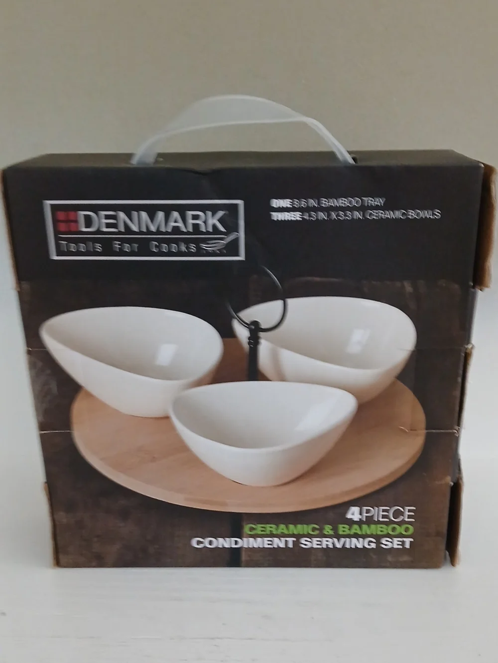 Ceramic & Bamboo 4-Piece Condiment Serving Set